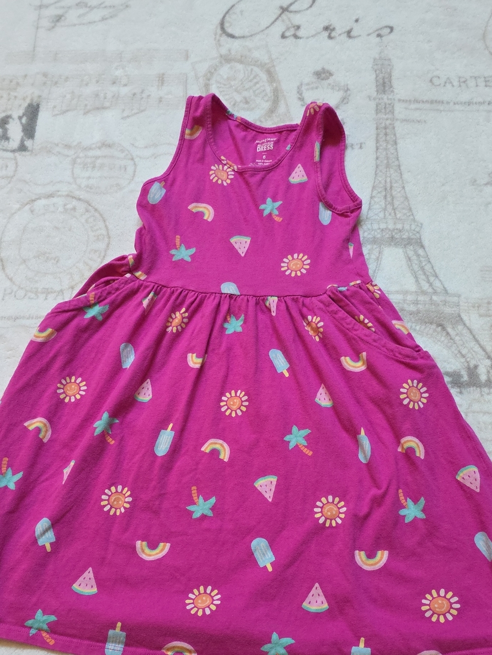 jumping beans Bright Pink Summer Print Tank Dress